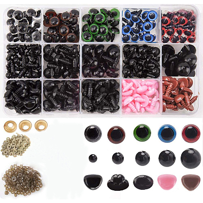 Craft Plastic Doll Eyes & Nose Set DOLL-PW0001-434B-1