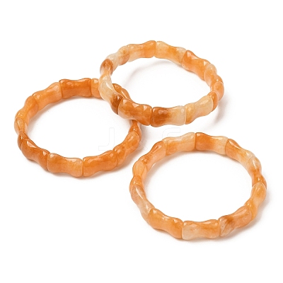 Bamboo Natural Topaz Jade Beads Stretch Bracelets for Women Men BJEW-K272-01Q-1