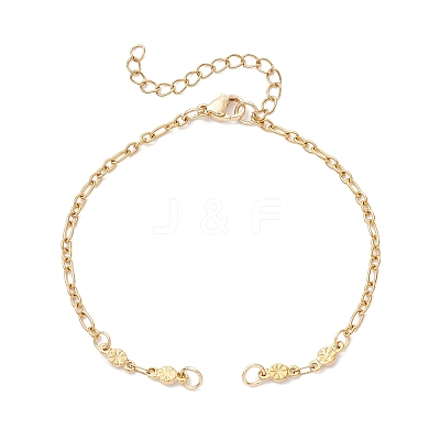 304 Stainless Steel Leaf Link Chain Bracelet Making AJEW-JB01433-1