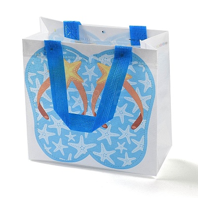 Summer Beach Theme Printed Flip Flops Non-Woven Reusable Folding Gift Bags with Handle ABAG-F009-E04-1