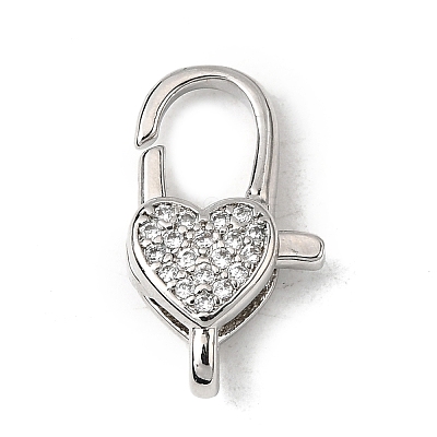 Brass Clear Cubic Zirconia Lobster Claw Clasps KK-Z078-46D-P-1
