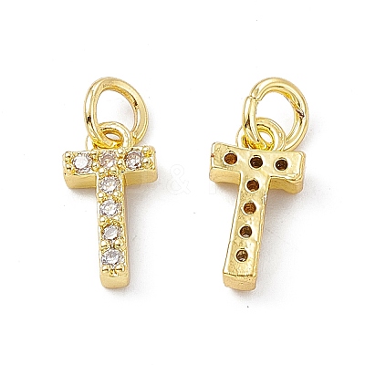 Real 18K Gold Plated Brass Micro Pave Clear Cubic Zirconia Charms KK-E068-VB452-T-1