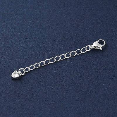 Brass Micro Pave Clear Cubic Zirconia Chain Extender KK-G491-52B-S-1