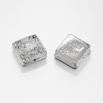 Alloy Crystal Rhinestone Square Beads RB-J513-01P-1