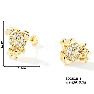 Delicate Cartoon Daily Commute Brass Pave Clear Cubic Zirconia Cartilage Earrings HK9151-2-1