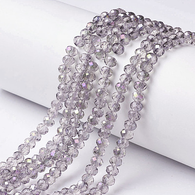 Electroplate Transparent Glass Beads Strands EGLA-A034-T6mm-F12-1