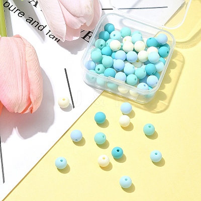 70Pcs Rubberized Style Acrylic Beads MACR-FS0001-71A-1