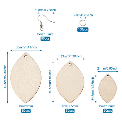 DIY Unfinished Wooden Pendant Earring Making Kits DIY-YS0001-16-1