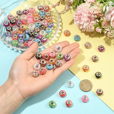 110Pcs 11 Colors Transparent Resin Rondelle European Beads RESI-YW0005-87-1