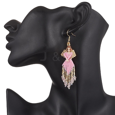 Angel Handmade Glass Seed Beads Dangle Earrings EJEW-MZ00538-03-1