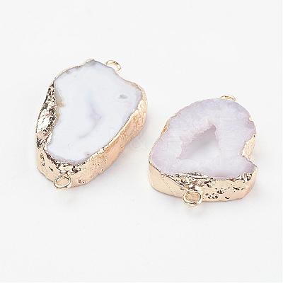 Electroplate Natural Druzy Geode Quartz Crystal Links connectors G-K189-04D-1