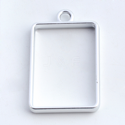 Rack Plating Alloy Rectangle Open Back Bezel Pendants PALLOY-S047-28B-FF-1
