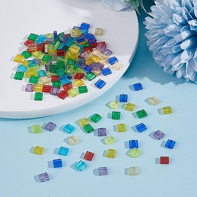 160Pcs 8 Colors 2-Hole Baking Paint Transparent Glass Seed Beads SEED-AR0001-27-1