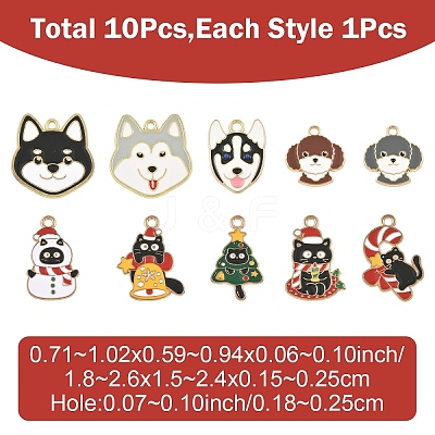 10Pcs 10 Styles Alloy Enamel Pendants ENAM-YW0006-99-1