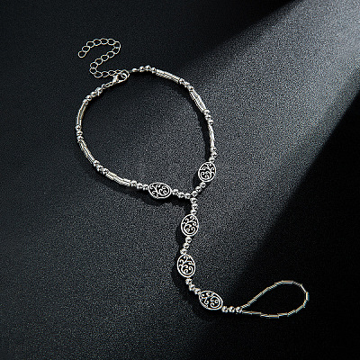 Adjustable Alloy Hollow Oval Link Chain Stretch Toe Ring Anklets for Women FS-WG598B5-01-1