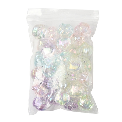 32Pcs UV Plating Rainbow Iridescent Acrylic Beads OACR-FS0002-15-1