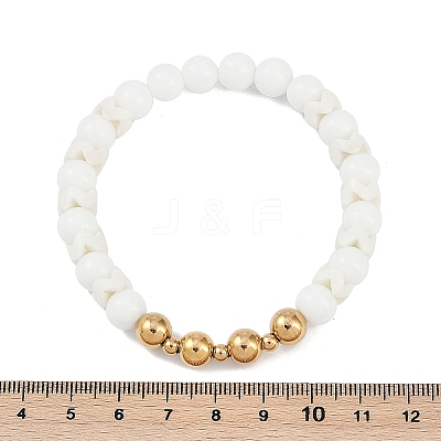 Ion Plating(IP) 304 Stainless Steel & Round Glass Beaded Stretch Bracelets for Women Men BJEW-M046-05G-1