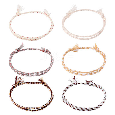 6Pcs 6 Colors Bohemian Cotton Cord Braided Bracelets BJEW-TA0001-28-1