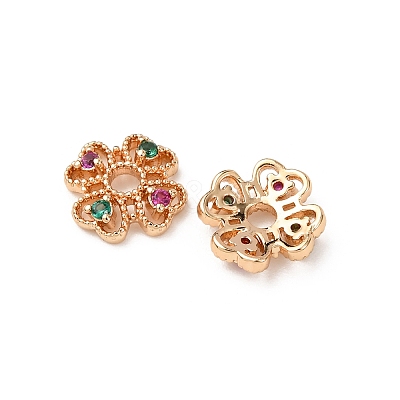 Brass Cubic Zirconia Bead Caps ZIRC-L105-03A-G-1