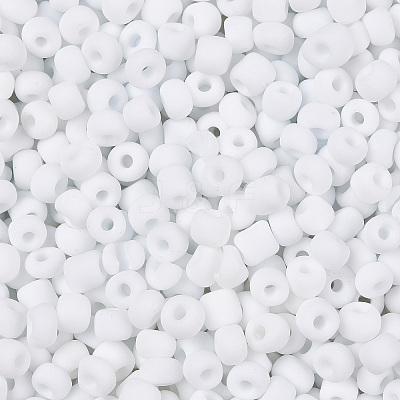 Frosted Opaque 6/0 Glass Seed Beads SEED-R029-4mm-A01-1