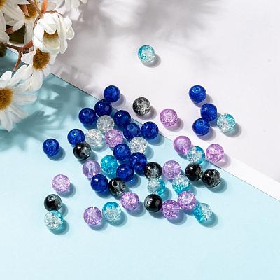 Baking Paint Crackle Glass Beads DGLA-X0006-8mm-03-1