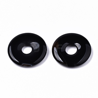 Natural Black Agate Pendants G-S364-074A-1