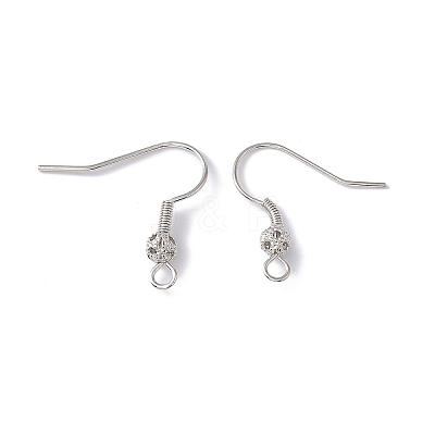Brass Round Beaded Earring Hooks KK-G438-01P-1
