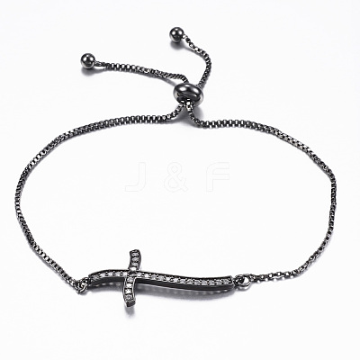 Adjustable Brass Micro Pave Cubic Zirconia Slider Bracelets BJEW-E317-43-1