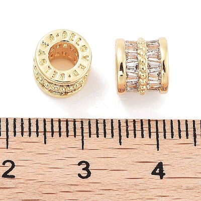 Brass Micro Pave Clear Cubic Zirconia European Beads KK-P271-43G-B-1