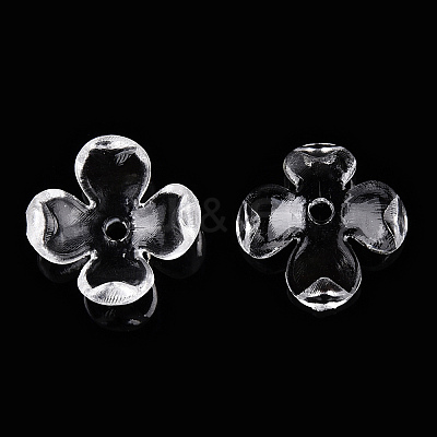 4-Petal Transparent Acrylic Bead Caps X-FACR-T001-09A-1