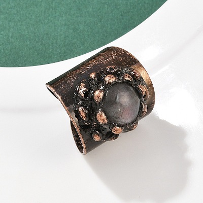 Brass with Natural Labradorite Cuff Rings RJEW-Z112-02R-02-1