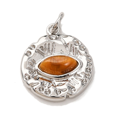 Brass & Natural Tiger Eye Pendants KK-A279-12P-1