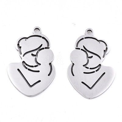 Non-Tarnish Mother's Day 201 Stainless Steel Pendants X-STAS-S081-036-1