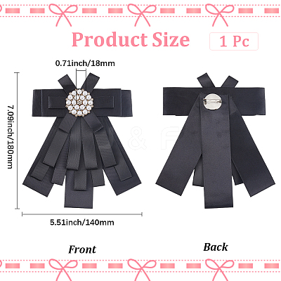 Bowknot Tie Polyester Rhinestone Brooches JEWB-WH20006-12-1