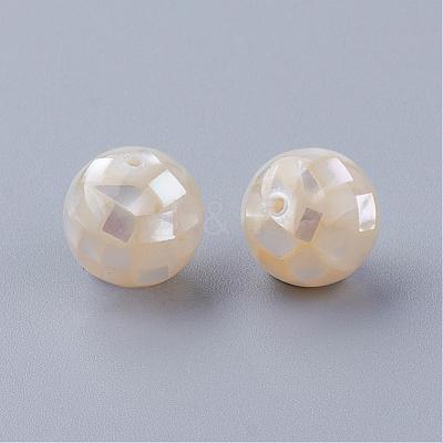 Natural White Shell Beads SSHEL-Q298-14mm-08-1