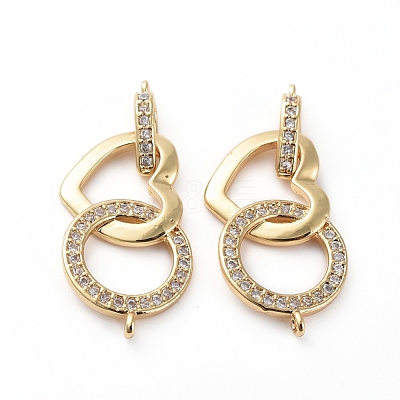 Brass Micro Pave Clear Cubic Zirconia Links Connectors ZIRC-L076-035G-1