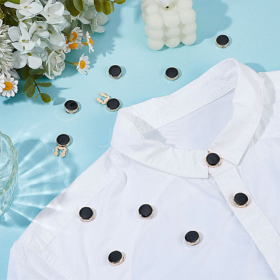 6Pcs Flat Round Brass Enamel Cufflinks FIND-ME0003-12-1
