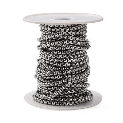 Tarnish Resistant Men's Jewelry Making 304 Stainless Steel Box Chains CHS-A003F-4.0mm-1