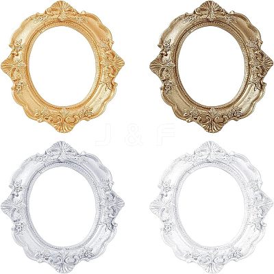 4Pcs 4 Colors Oval Retro Resin Photo Frames AJEW-FG0001-48-1