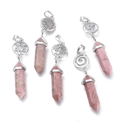 Natural Rhodonite Pointed Big Pendants G-D0021-01P-19-1