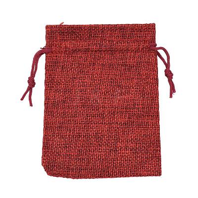 Polyester Imitation Burlap Packing Pouches Drawstring Bags X-ABAG-R005-9x12-M-1