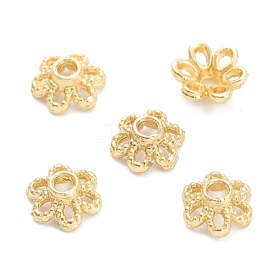 Rack Plating Alloy Flower Bead Caps X-KK-J277-13G-1