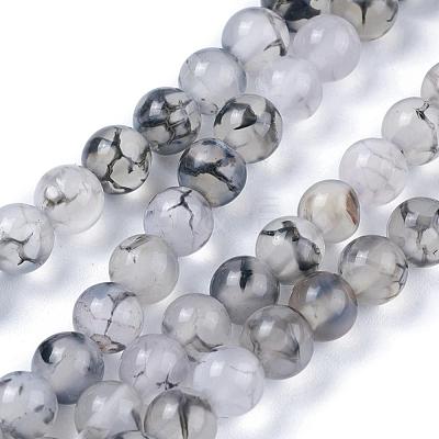 Natural Dragon Veins Agate Bead Strands G-K166-14-6mm-01-1