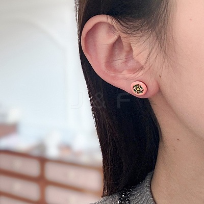 Brass Enamel Stud Earrings for Women WGB35AF-02-1