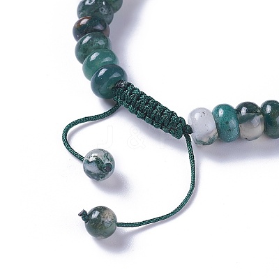 Adjustable Natural Indian Agate Braided Bead Bracelets BJEW-F369-A04-1