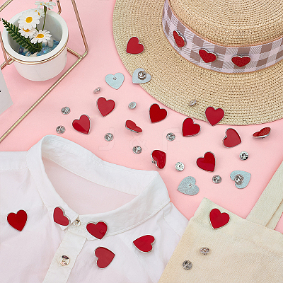 24Pcs Heart Enamel Pins JEWB-FG0001-63-1