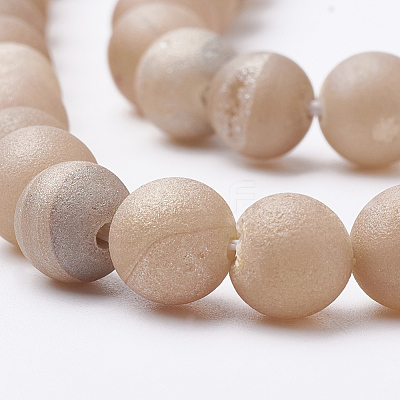 Electroplate Natural Druzy Geode Weathered Agate Beads Strands G-S284-10mm-09-1
