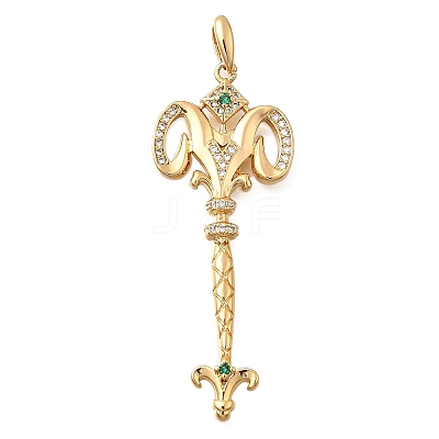 Brass Micro Pave Cubic Zirconia Big Pendants KK-B147-04G-03-1