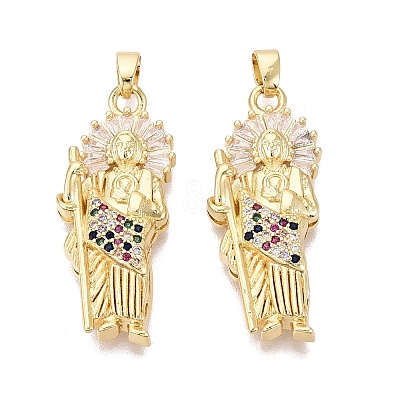 Religion Brass Micro Pave Clear Cubic Zirconia Pendants KK-N287-46G-G-02-1