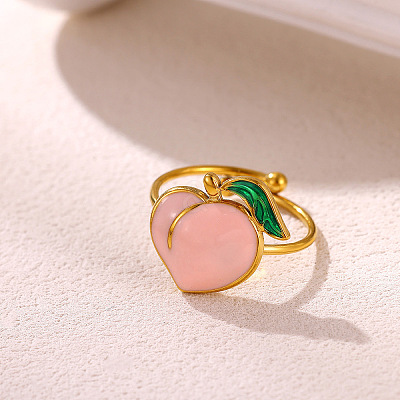 304 Stainless Steel Enamel Cuff Open Rings for Women WG4798C-01-1